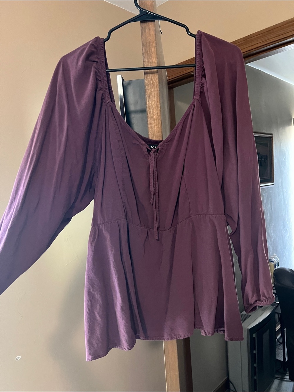 torrid Plum Long-Sleeve Peasant Top